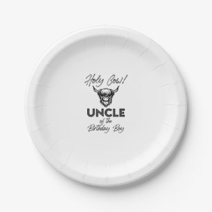 Holly Cow Uncle Of The Birthday Boy Highland Cow 1 Paper Plate