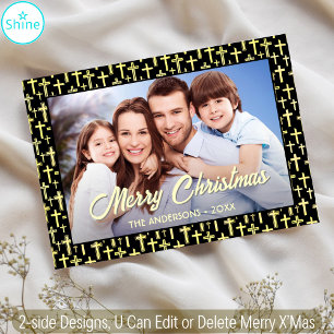 Holly Cross Family Photo Christmas Religious Bible Holiday Card