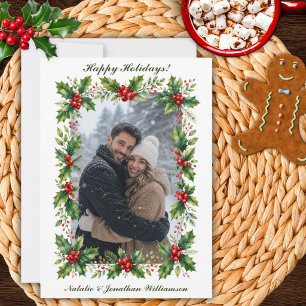 Holly Custom Photo Christmas Card