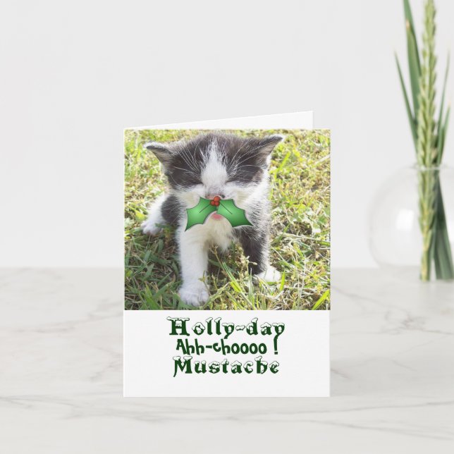 Holly-day Moustache Holiday Card (Front)