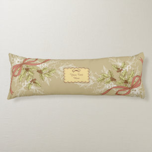 Holly-Day Sketch Holly Berries and Leaves Body Cushion