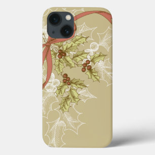Holly-Day Sketch Holly Berries and Leaves iPhone 13 Case