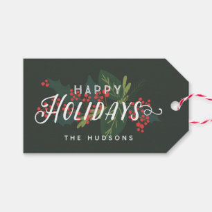 Holly Days Happy Holidays Custom To From Gift Tags