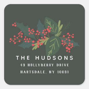 Holly Days Holiday Return Address Label