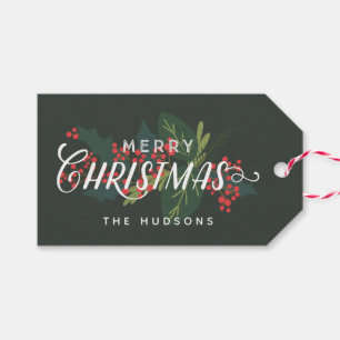 Holly Days Merry Christmas Custom To From Gift Tags