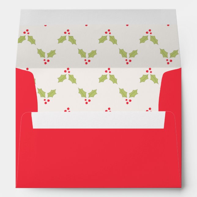 Holly Design Pre-Addressed Holiday Envelopes (Back (Bottom))