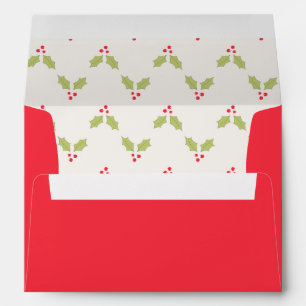 Holly Design Pre-Addressed Holiday Envelopes