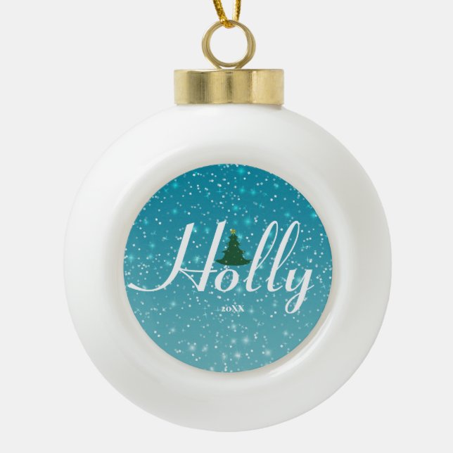 Holly Dolly Christmas Ornament - Custom Ceramic (Front)
