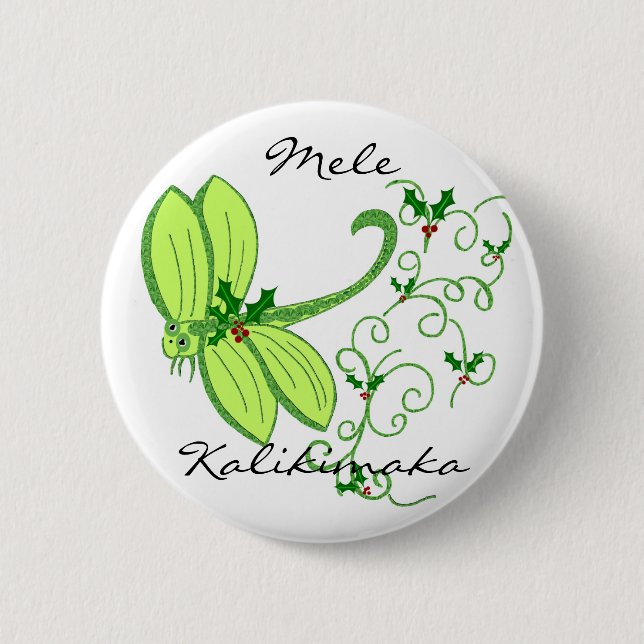 Holly dragonfly, Mele, Kalikimaka button (Front)