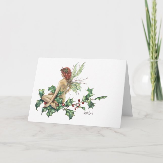 Holly Fairy  Fantasy Greeting Card BLANK (Front)