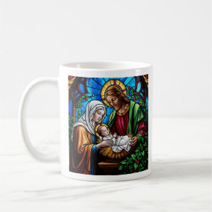 Holly family crystal stained glass image coffee mug