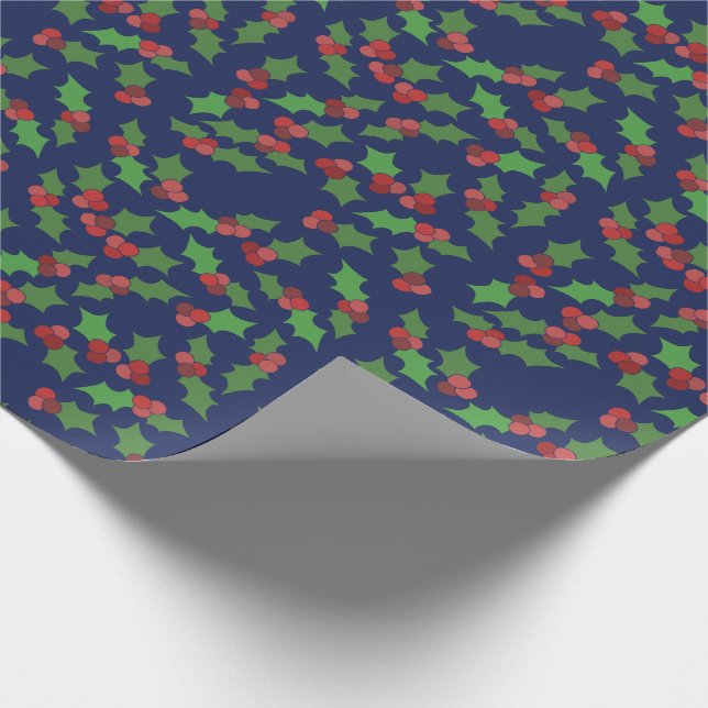 Holly Festive Christmas Wrapping Paper (Corner)