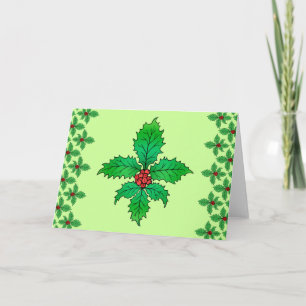 Holly Fleur de lis Holiday Card