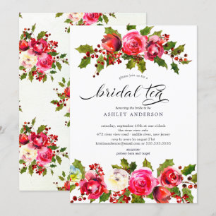 Holly Floral Bridal Shower Bridal Tea Invitation