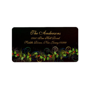 Holly Flourish Christmas Address Label