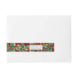 Holly Foliage Burgundy Gold RSVP Return Address Wraparound Address Label