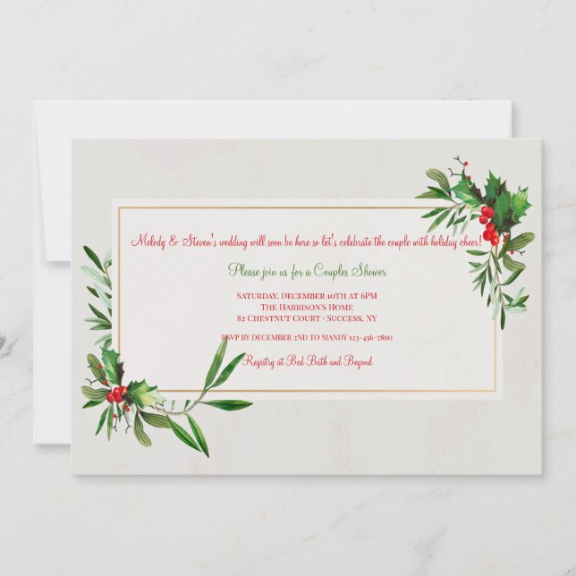 Holly Frame Shower Invitation (Front)