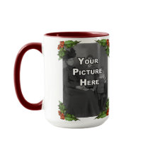 Holly Frame Vertical Holiday Photo Mug
