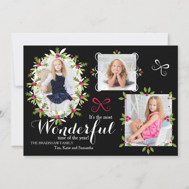 Holly Frames Holiday Photo Card (Front)