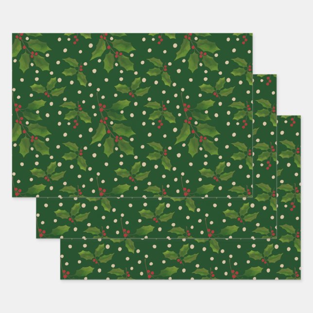 Holly gift wrap 3 pack (Set)