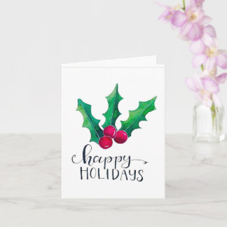 Holly Happy Holidays FOLDED card