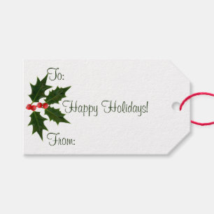 Holly Happy Holidays Gift Tags Enclosures