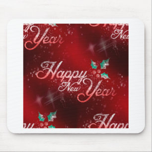 holly happy new year mouse mat