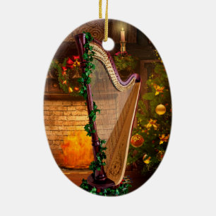 Holly Harp Christmas Ornament