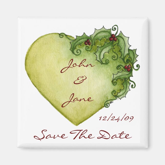 Holly Heart - Save The Date Magnet (Front)