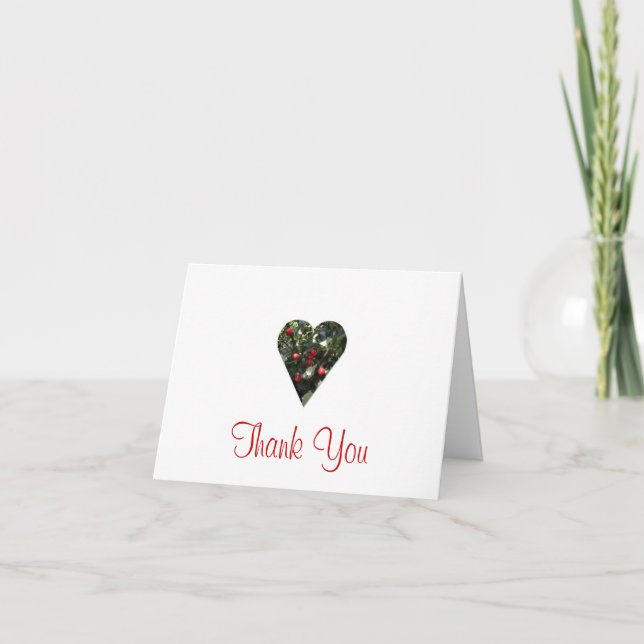 Holly Heart Thank You Card (Front)