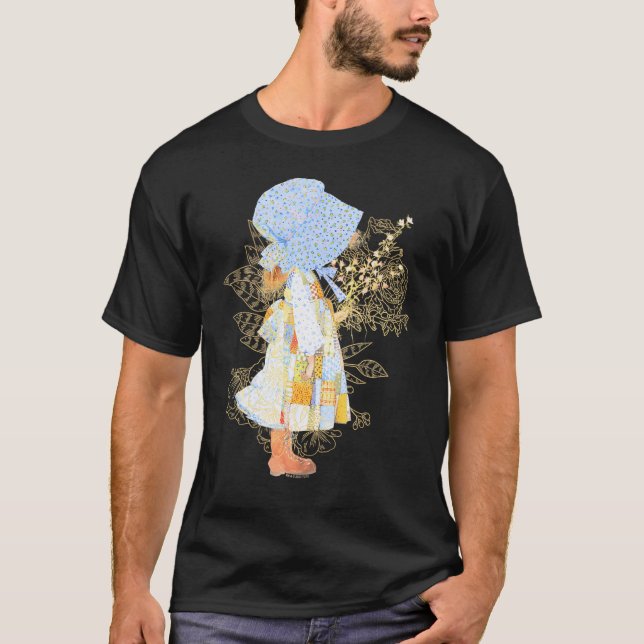 Holly Hobbie County Girl Holding Flowers Sweet V-N T-Shirt (Front)