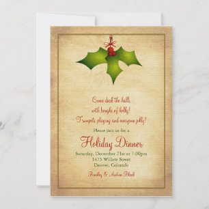Holly Holiday Dinner Party Invitation