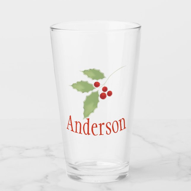 Holly Holiday Glass (Front)