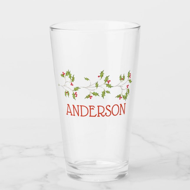 Holly Holiday Glass (Front)