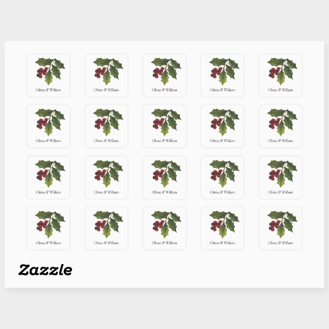 Holly Holiday Wedding Stickers (Sheet)