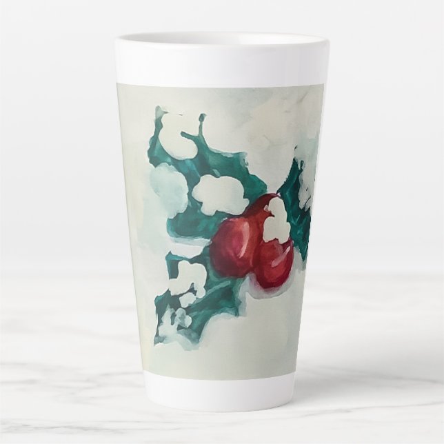 Holly in Snow Latte Mug (Front)