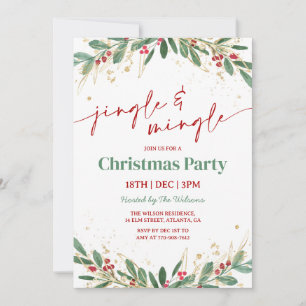 Holly Jingle and Mingle Christmas Party Invitation