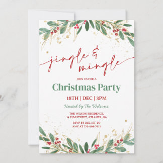 Holly Jingle and Mingle Christmas Party Invitation