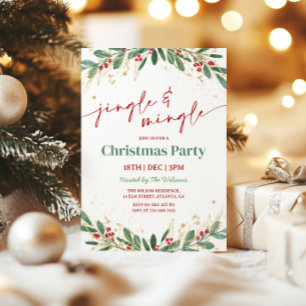 Holly Jingle and Mingle Christmas Party Invitation