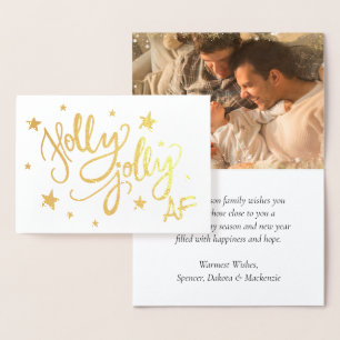 Holly Jolly AF   Shiny Faux Gold Foil Photo Foil Card