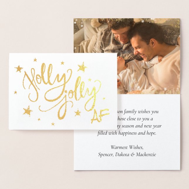 Holly Jolly AF | Shiny Faux Gold Foil Photo Foil Card (Display)