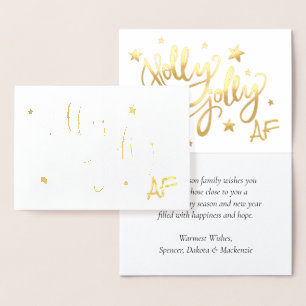 Holly Jolly AF   Shiny Gold Faux Foil Script Card