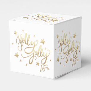 Holly Jolly AF Shiny Gold Faux Foil Script Favour Box