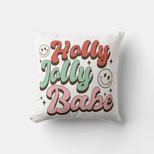 Holly Jolly Babe Groovy Christmas Cushion