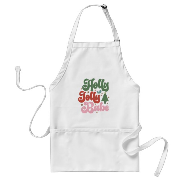 Holly Jolly Babe Retro Groovy Christmas Holidays Standard Apron (Front)