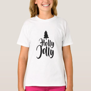 Holly Jolly Black and White Merry Christmas T-Shirt
