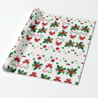 Holly Jolly Candy Cane Hearts Wrapping Paper