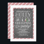 Holly Jolly Candy Cane Holiday Christmas Party Invitation<br><div class="desc">Send your holiday party invitation in style. Featuring candy cane stripes, hand drawn hollies, and stylish typography with a rustic chalkboard background. Festive, modern and cheerful, this invite is sure to stand out. Comes with a matching candy cane striped pattern on the back. Be sure to check out all of...</div>