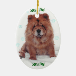 Holly Jolly Chow Christmas Ceramic Tree Decoration