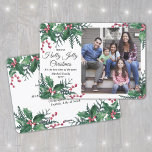 Holly Jolly Christmas 1 Photo Winter Foliage Holiday Card<br><div class="desc">Have a holly jolly Christmas, it's the best time of the year! Send stylish joyful greetings and share a favourite picture with a custom photo holiday card. All text on this template is simple to customise to include any wording, such as Merry Christmas, Happy Holidays, Seasons Greetings, New Year Cheers...</div>